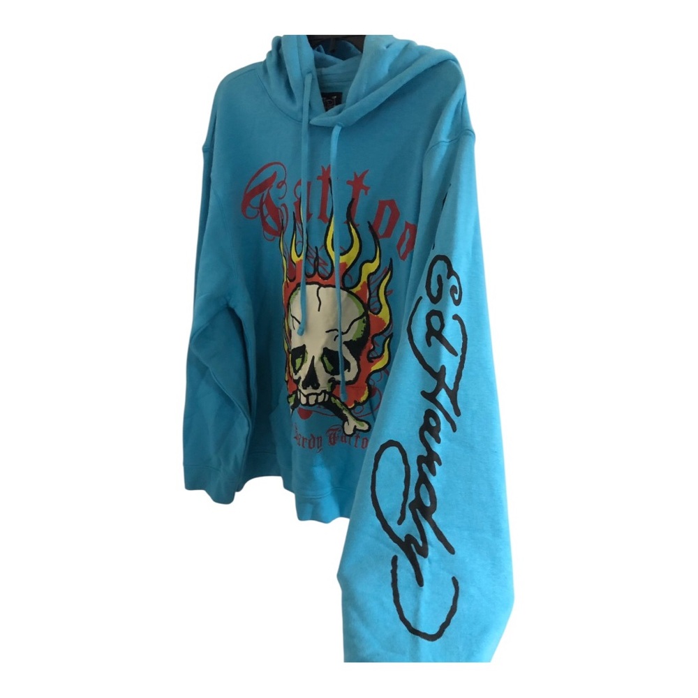 Ed‎ Hardy Men’s blue Ed hardy inscription logo printed hoodie size XL brand new - Picture 9 of 12